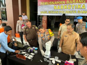 Polresta Samarinda Musnahkan Narkotika Jenis Sabu-Sabu Seberat 1,7 Kilogram