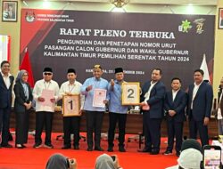 KPU Kaltim Tetapkan Nomor Urut Pilgub 2024 yaitu Isran-Hadi Dapat Nomor 1, Rudy-Seno Aji Nomor 2