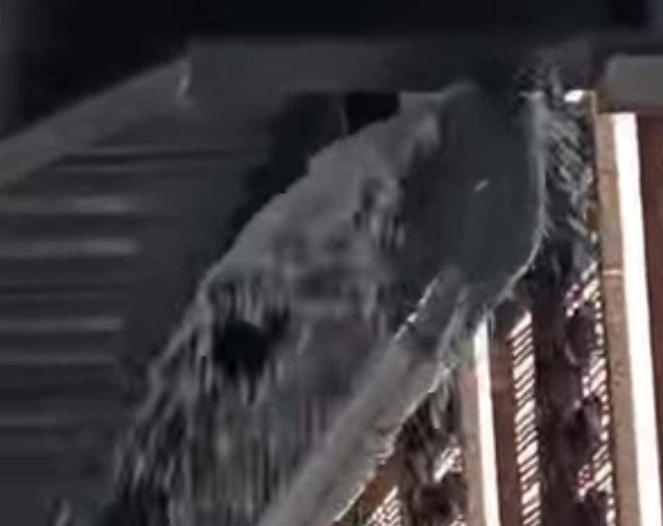 Tangkapan layar menampilkan saluran pipa yang alami kebocoran saat Gedung Pasar Pagi dilanda hujan deras beberapa waktu lalu. (Foto: Istimewa)